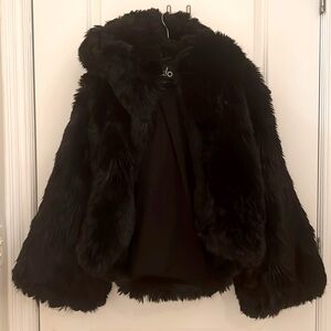 Alo Statement jacket with oversized hood with wide bell sleeves.